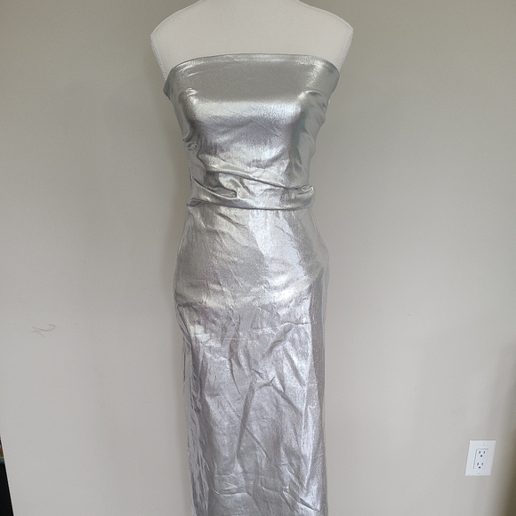 ZARA BRAND NEW METALLIC STRAPLESS DRESS SIZE SMALL - Picture 2 of 8